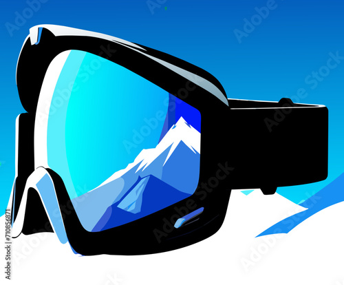 Mirrored ski goggles for the slopes vektor illustation