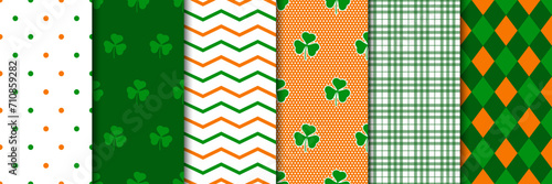 Patricks Day seamless pattern set in traditional colors