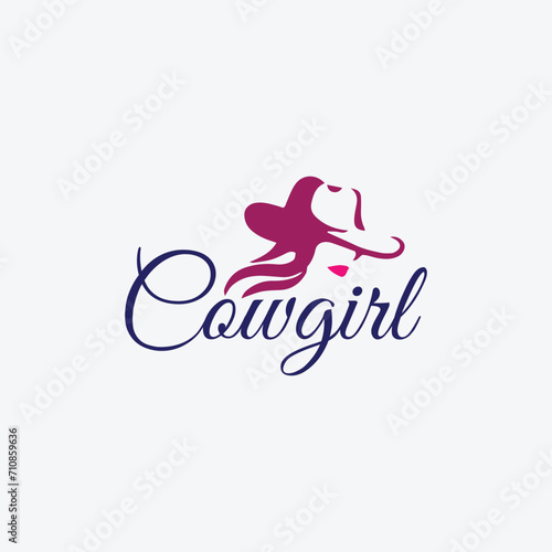 cowgirl fashion logo design vector