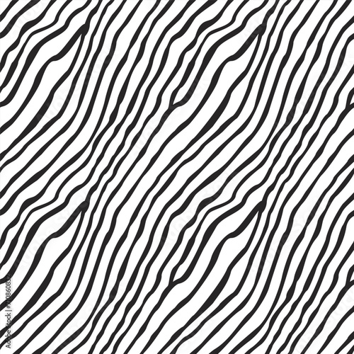 Vector seamless pattern from black and white wavy stripes, zebra skin pattern 