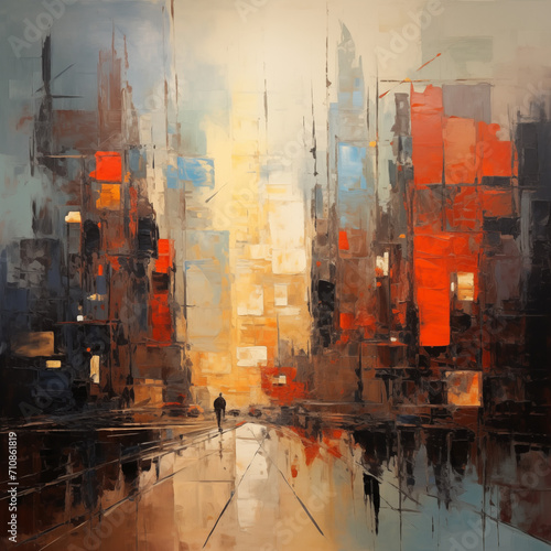 abstract cityview after rain, oil painting © wing
