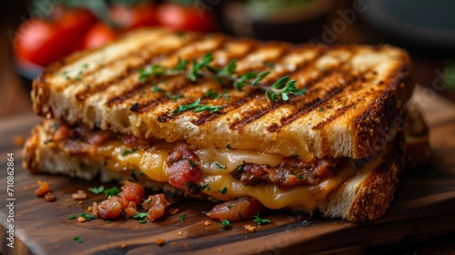Delicious grilled cheese sandwich with melting cheese, grilled cheese product photo photo