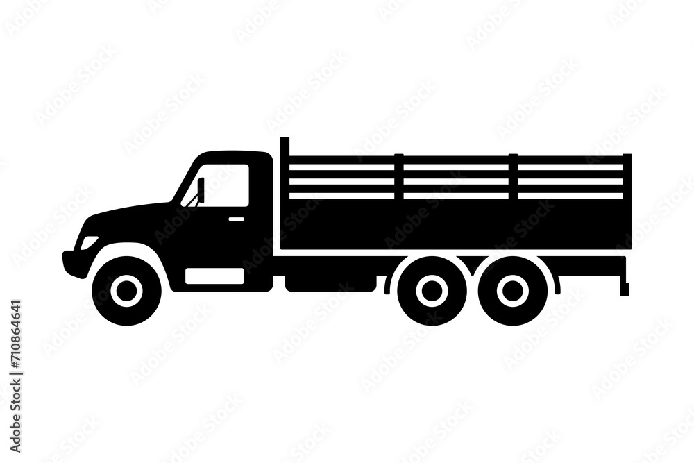 Truck icon. Black silhouette. Side view. Vector simple flat graphic illustration. Isolated object on a white background. Isolate. Truck icon. Black silhouette. Side view. Vector simple flat graphic illustration. Isolated object on a white background. Isolate.