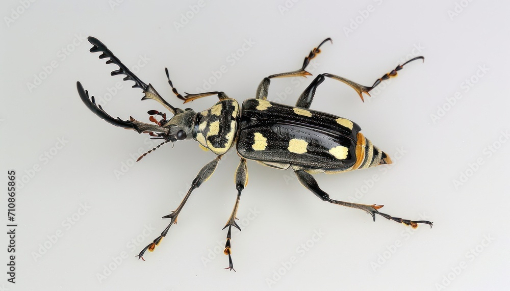 Long horned beetle ediastocera wallichi on white background showcasing ...