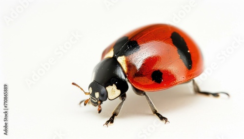 Adorable ladybug on plain white background, insects and butterflies photo