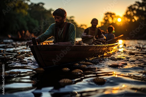 Explorers taste Tucupi and Jambu under the Amazon Cup., generative IA photo