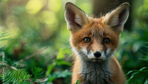 Curious red fox pup exploring the green forest, baby animals picture © Ingenious Buddy 