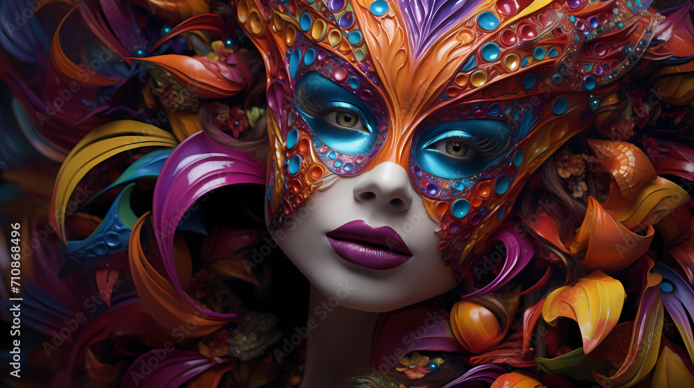 beautiful woman wearing a carnival costume