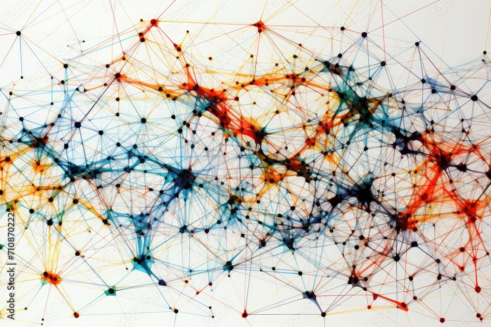 Large Network of Lines and Dots on White Background, An intricate network of rabbit holes in a grassy field, AI Generated Large Network of Lines and Dots on White Background, An intricate network of rabbit holes in a grassy field, AI Generated