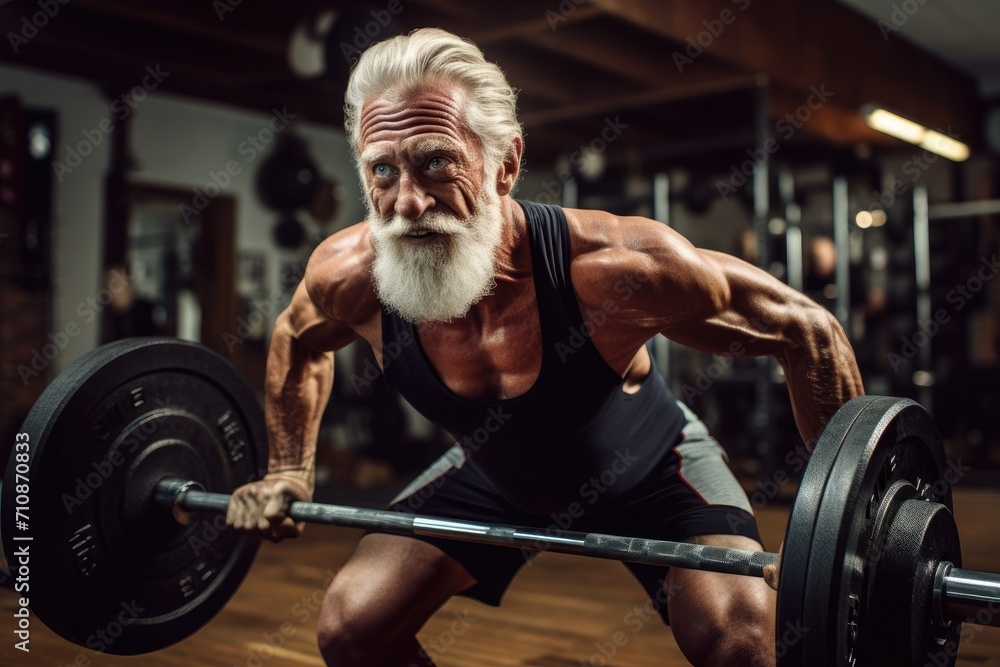 An Older Man Demonstrates Strength And Dedication As He Lifts A Barbell premium-ai-image-a-muscular-man-lifting-weights-anime-illustration