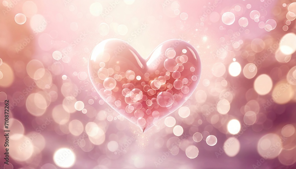 Floating Heart Made of Bubbles, Love and Romance Concept, Pink Bokeh Background Floating Heart Made of Bubbles, Love and Romance Concept, Pink Bokeh Background