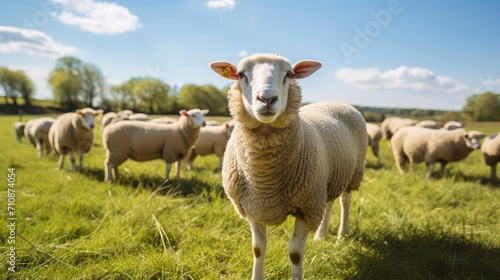  Inquisitive Sheep on a Sunny Pasture
