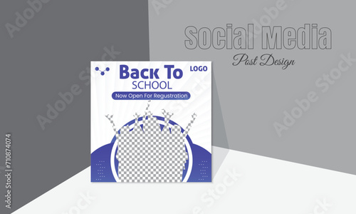 School admission promotional Instagram banner or back to school social media post template vector design