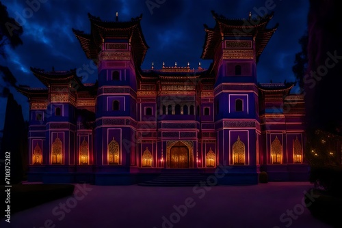 a classic palace illuminated by the warm glow of lanterns and candles © Rao