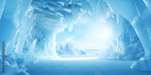 Frozen Elegance Unveiled: A Deep Dive into the Icy Wonders of the Cave, Adorned with Dazzling Icicles and Glacial Ice photo