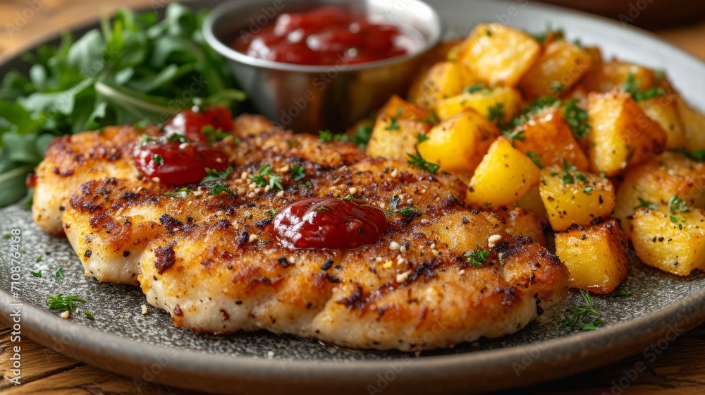 Wiener Schnitzel with potatos, Schnitzel product photo