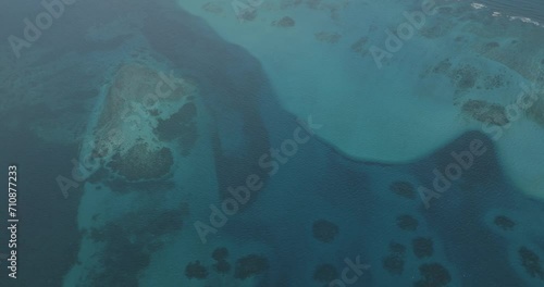 Aerial view of barrier reef along Providencia and Santa Catalina Island coastline, Archipelago of Saint Andrew, Colombia. photo