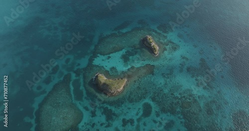 Aerial view of small tiny islands on Providencia and Santa Catalina Islands archipelago of Saint Andrew, Colombia. photo