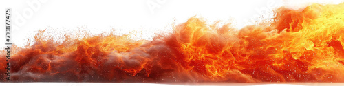 Fire flames burning isolated on white transparent, wide panorama, PNG © Rawf8