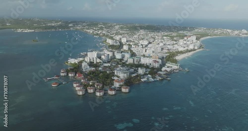 Aerial view of San Andres town on San Andres Island in the Caribbean Sea, Archipelago of Saint Andrew, Colombia. photo