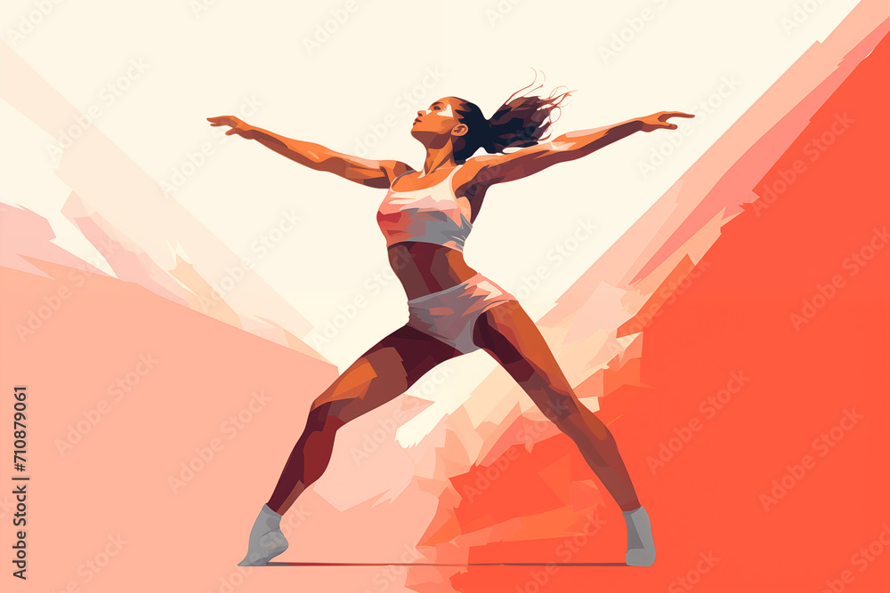 Female dancer performing on the stage, illustration generative AI