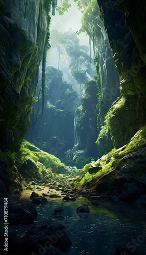 green cave covered with jungle © Евгений Высоцкий