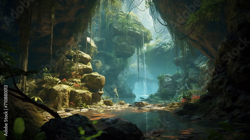 green cave covered with jungle © Евгений Высоцкий