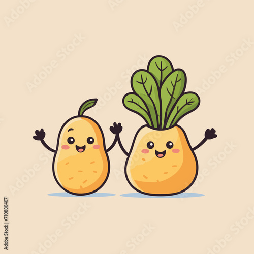 Potato cartoon kawaii character cute vector illustration