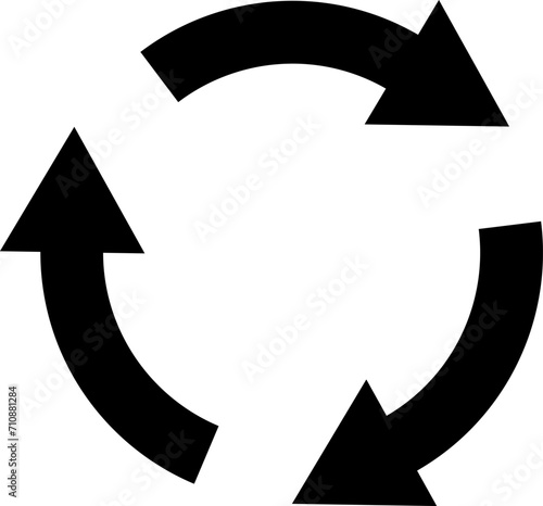 Triple circular arrow, continuous loop emblem or recycling symbol, vector icon. photo