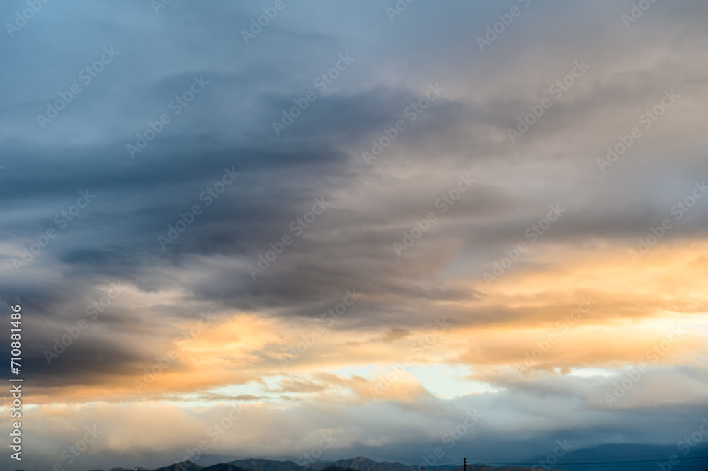 Naklejka premium dramatic sky at sunset in winter in Cyprus 6