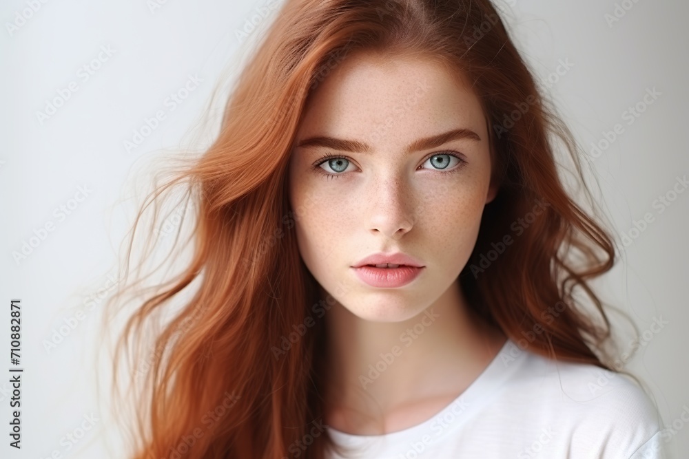 Portrait of young handsome woman on white background Portrait of young handsome woman on white background