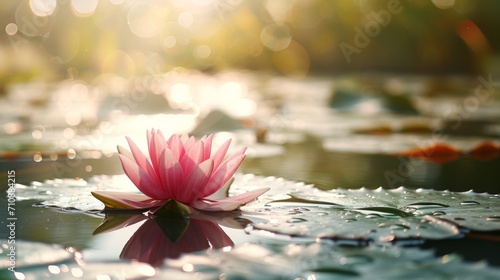 Pink Flower Resting on Water Surface