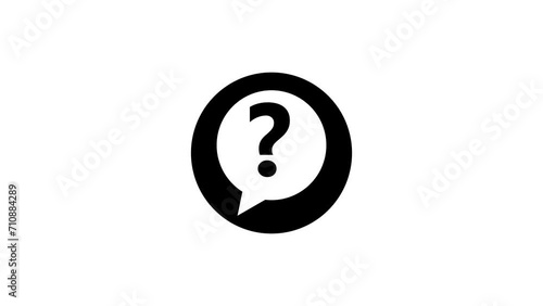 animation of dialog bubble with a question mark, on a transparent background with alpha channel at zero photo
