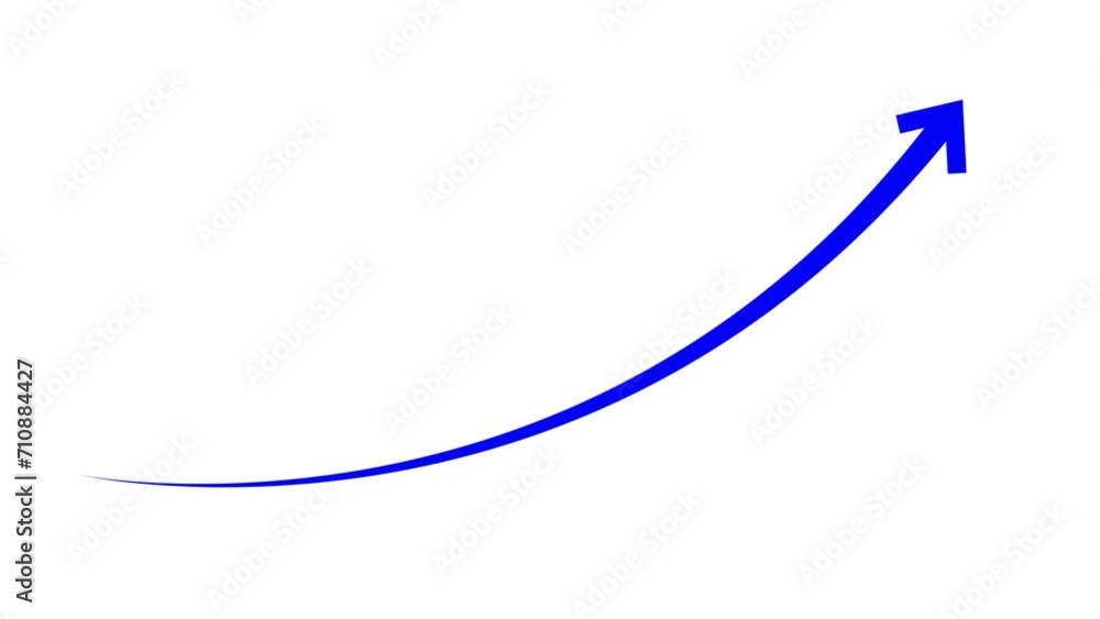 Cyan color arrow rising transparent channel arrow animation.