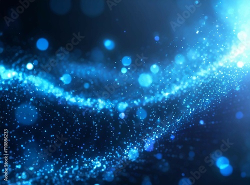 Dark blue and glow particle abstract background, template for banner design