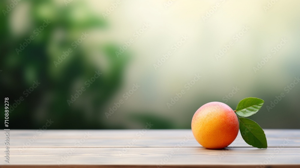 A fruit is placed on a table on one side, space left for text - Generative AI A fruit is placed on a table on one side, space left for text - Generative AI