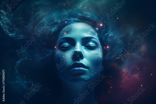a woman with stars on her face