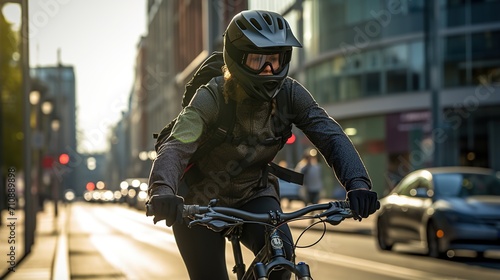 Cyclist riding a bike in the city