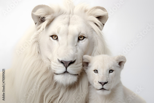 a white lion and a cub