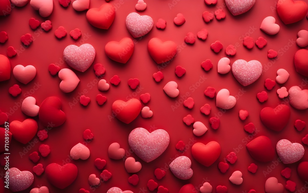 Valentine's day background with red hearts and copy space.