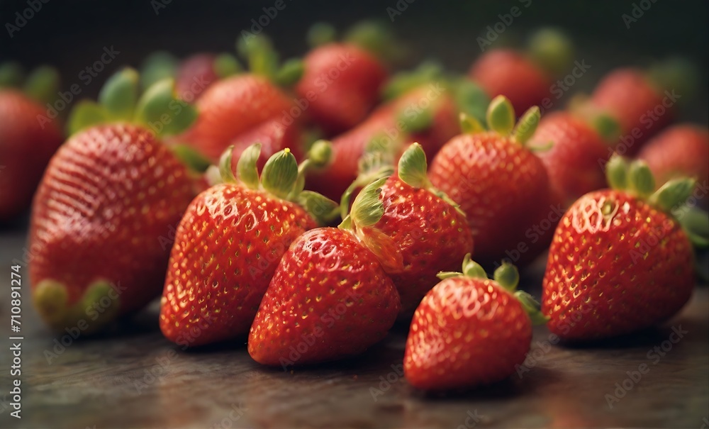 strawberries on a wooden table