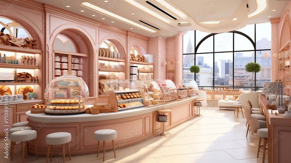 Fototapeta premium Pink Bakery Interior