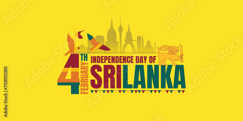 Sri Lankan Independence Day. Sri Lanka Day Defense Concept. Template for background, banner, card, and poster. Editable Vector illustration. National Day of Sri Lanka