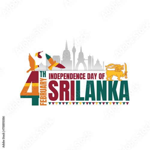 Sri Lankan Independence Day. Sri Lanka Day Defense Concept. Template for background, banner, card, and poster. Editable Vector illustration. National Day of Sri Lanka