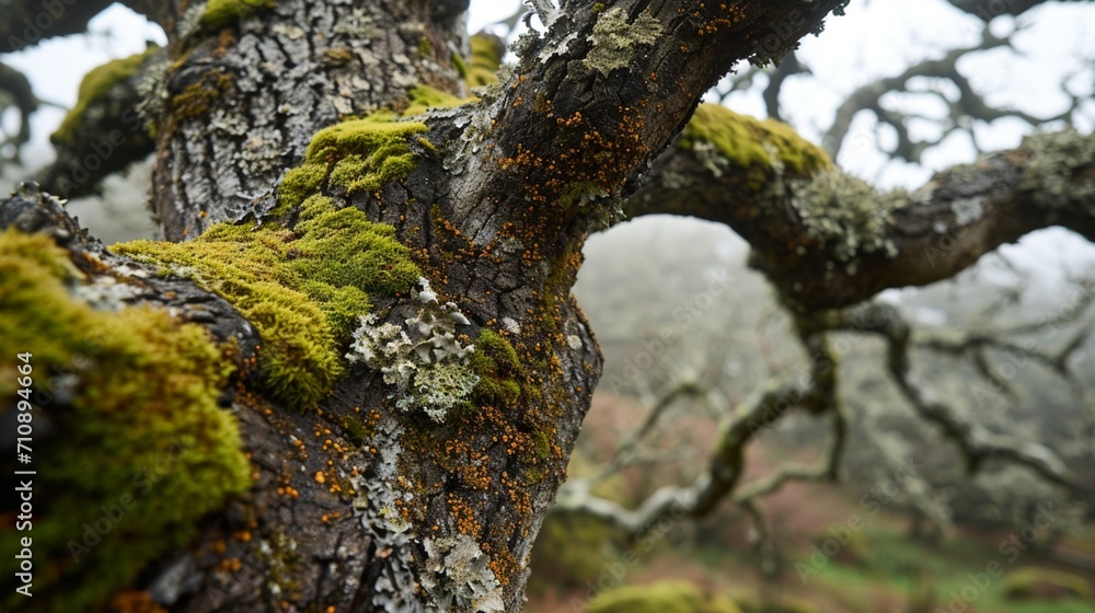 Fototapeta premium : A Close-Up Exploration of an Almond Tree Trunk and Its Text - AI Generative
