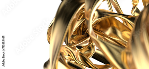 Regal Shimmer: Abstract 3D Gold Cloth Illustration for Majestic Visuals