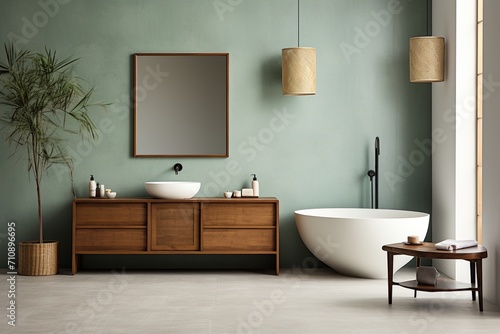 Bathroom with natural materials and colors