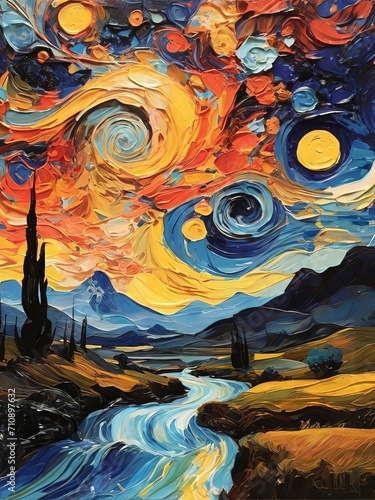 A painting of the starry night van gogh style Generative Ai