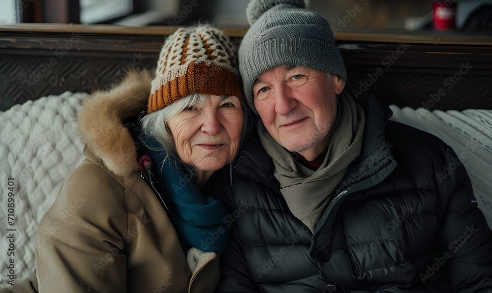 elderly couple posing for a portrait. generative AI