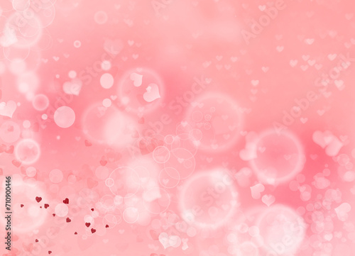 Pink bokeh background. Pink sparkling glitter bokeh background. Blurred hearts lights. Valentines day pink Bokeh background